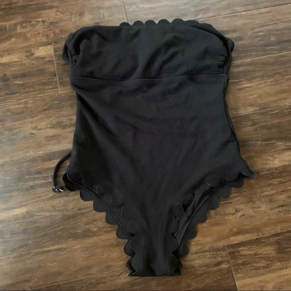Black Scalloped One Piece Swim